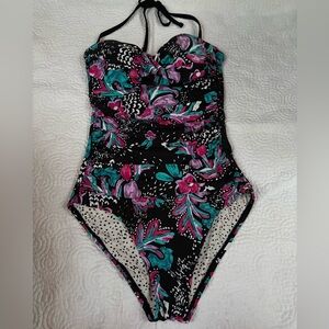 Anne Cole Black Floral One Piece Swimsuit